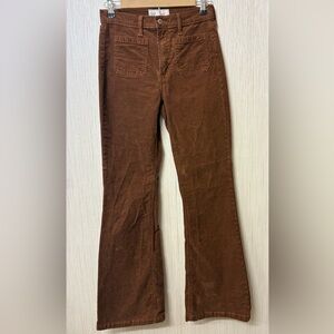 GAP 70's Flare High-Rise Brown Corduroy Pants Size 26 Retro Hippie Boho Western